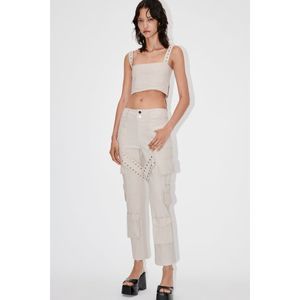 ZARA LINEN BLEND CARGO PANTS LIMITED EDITION